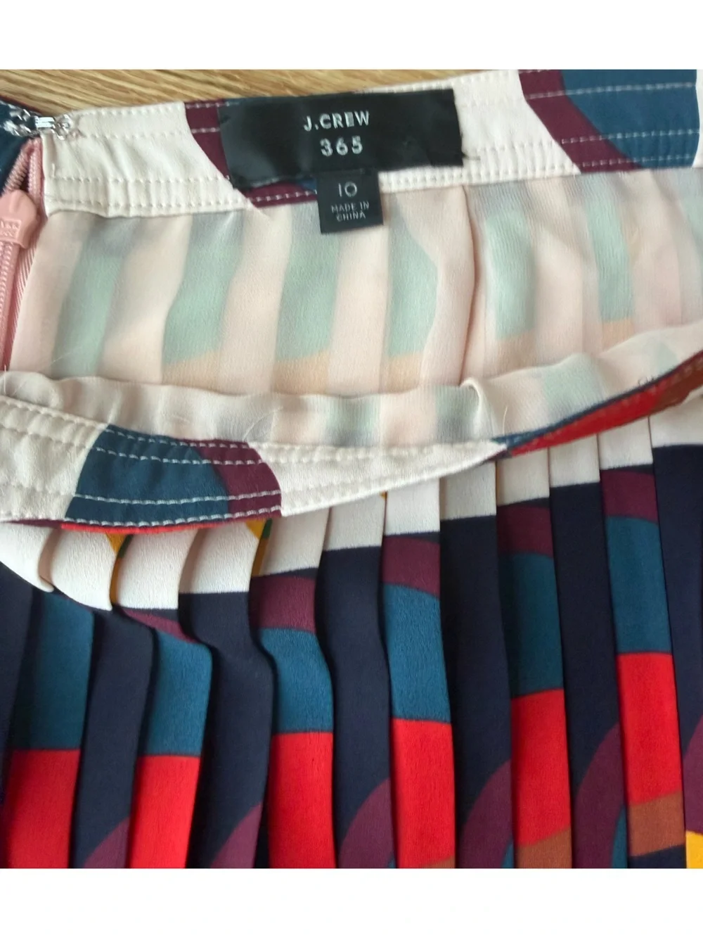 J.Crew Pleated Midi Skirt Size 10 Multicolor Geometric Print